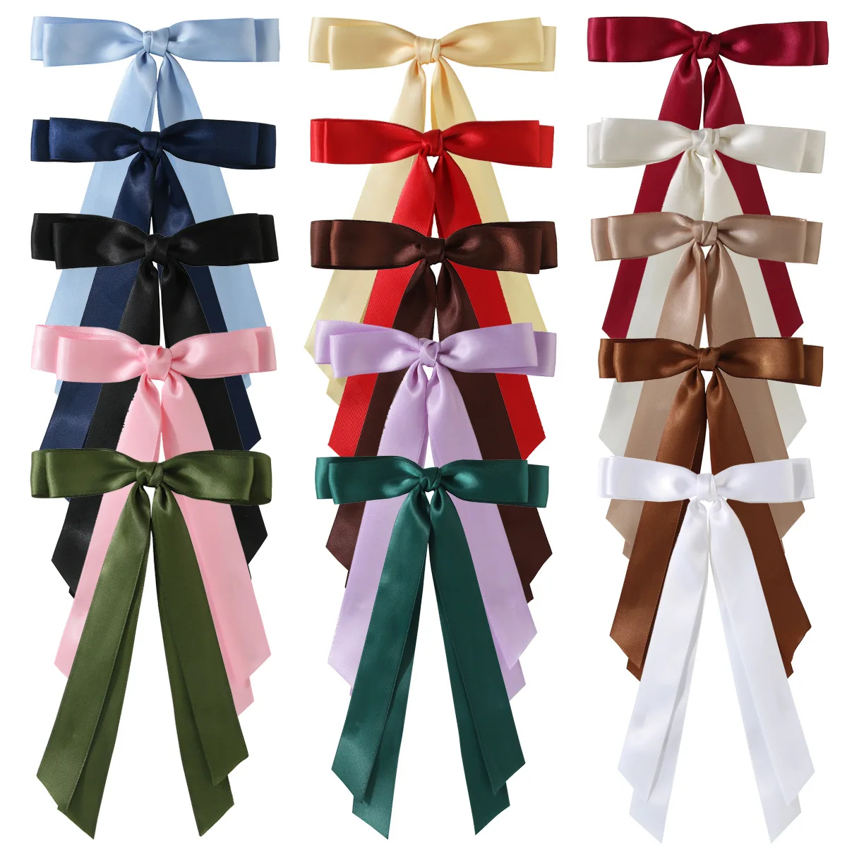 Pinza para el pelo con lazo elegante, Clip de satén liso Simple a la moda, diadema Retro de primavera con Clips, accesorios para el cabello para niñas