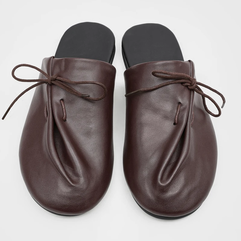Bequeme Plissierte Baotou-Halbschuhe für Herren, Sommer-Neuheit, Weiche Komfortable Schnürschuhe mit Dekoration, Pendler-Halbschuhe für Paare