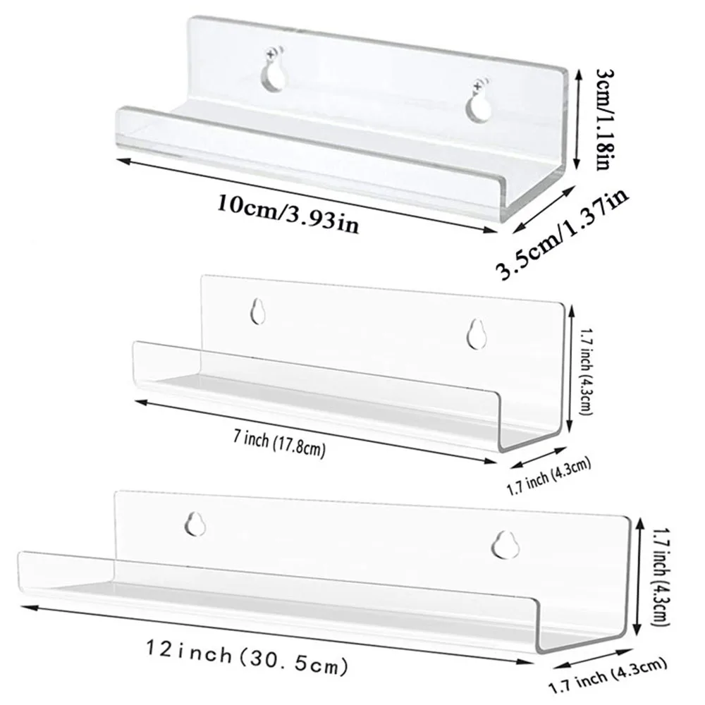 Transparent Acrylic Record CD Storage Rack Vinyl Record Shelf Wall Holder Record Display Shelf Room Decoration 4/7/12 Inches