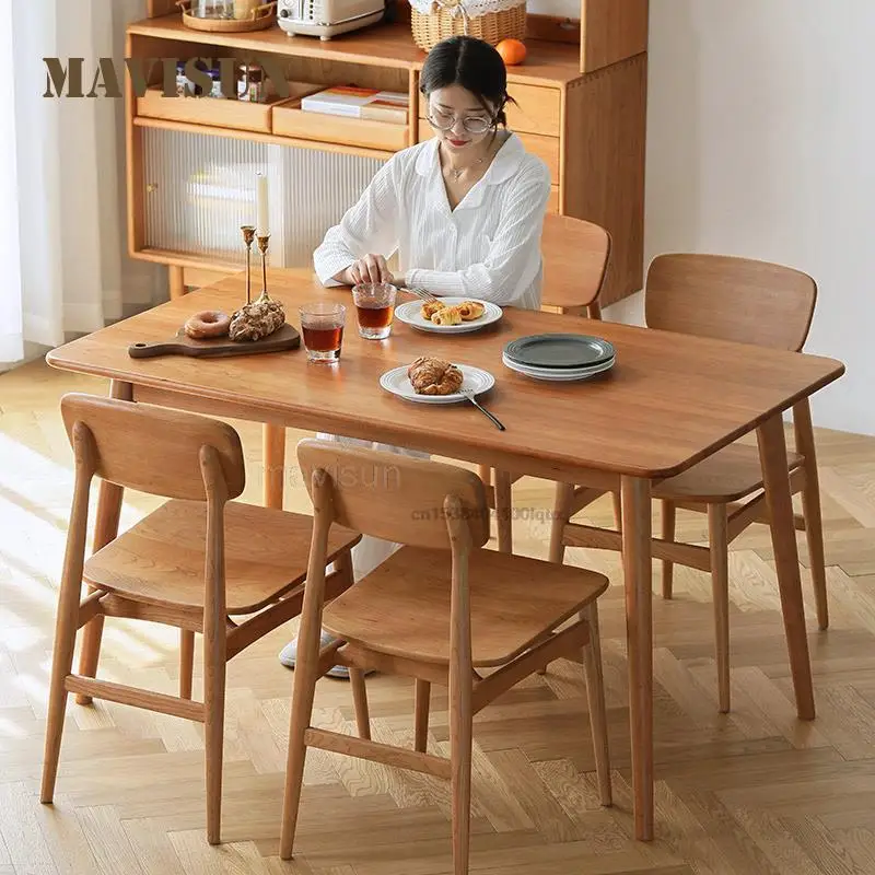 

All Solid Wood Dining Table Household Small Apartment Japanese Kitchen Table And Chair Combination Home Restaurant Furniture