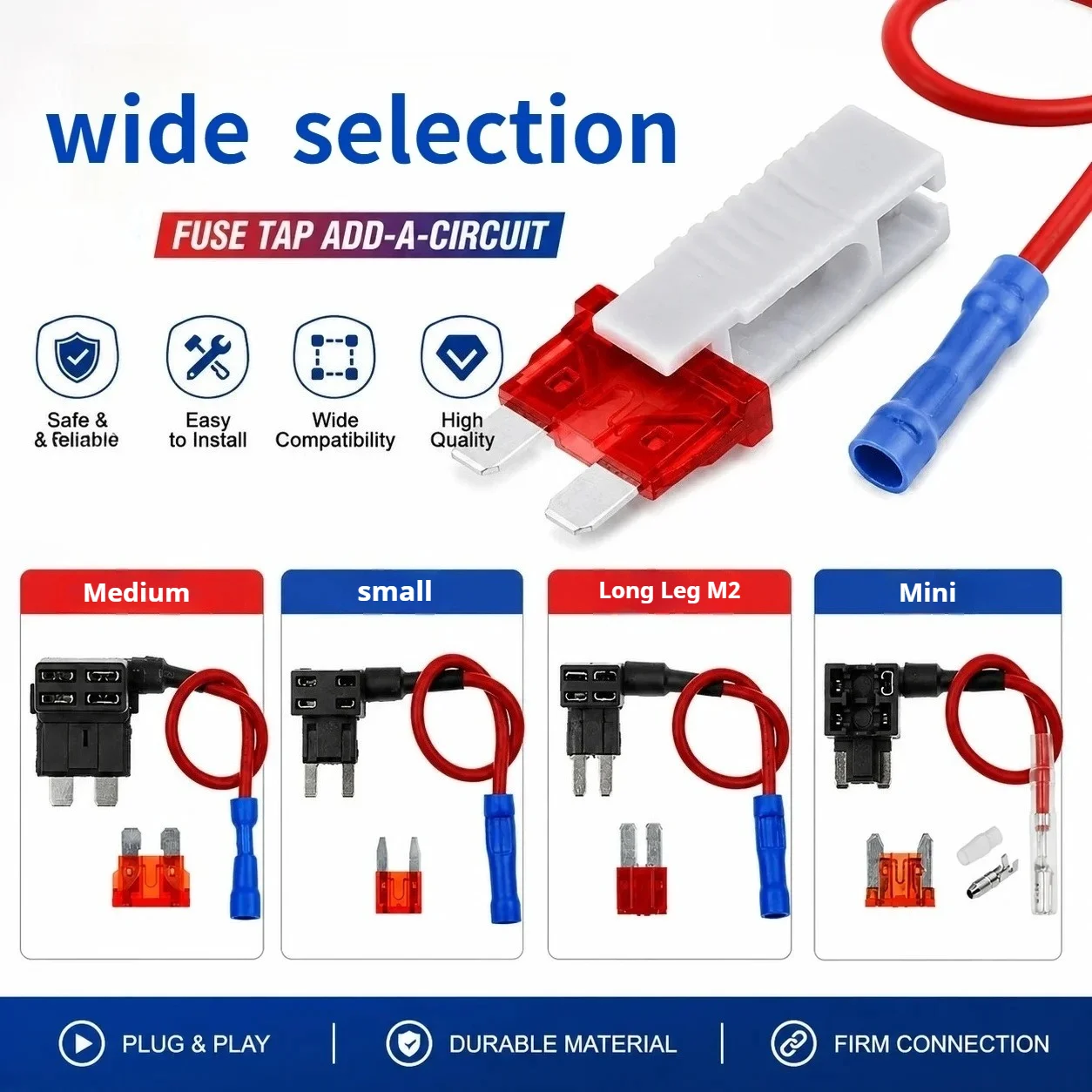 32V MINI SMALL MEDIUM Size Car Fuse Holder Add-a-circuit TAP Adapter with Micro Mini Standard ATM Blade Fuse