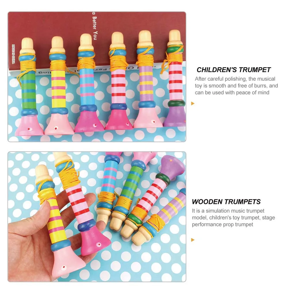 3 قطعة البوق الخشبي الملون للأطفال آلة موسيقية للأطفال مرحلة الأداء الدعامة التعليمية الصوت اللعب طفل هدية #3