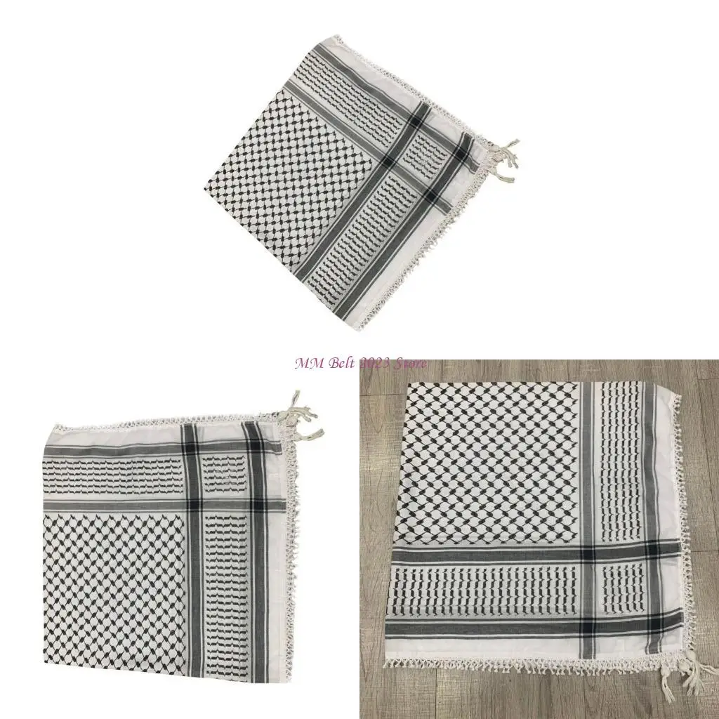 

49ME Ethnic Arab Keffiyeh Shemagh Headscarf Arabian Shawl Traditional Cotton Headwrap