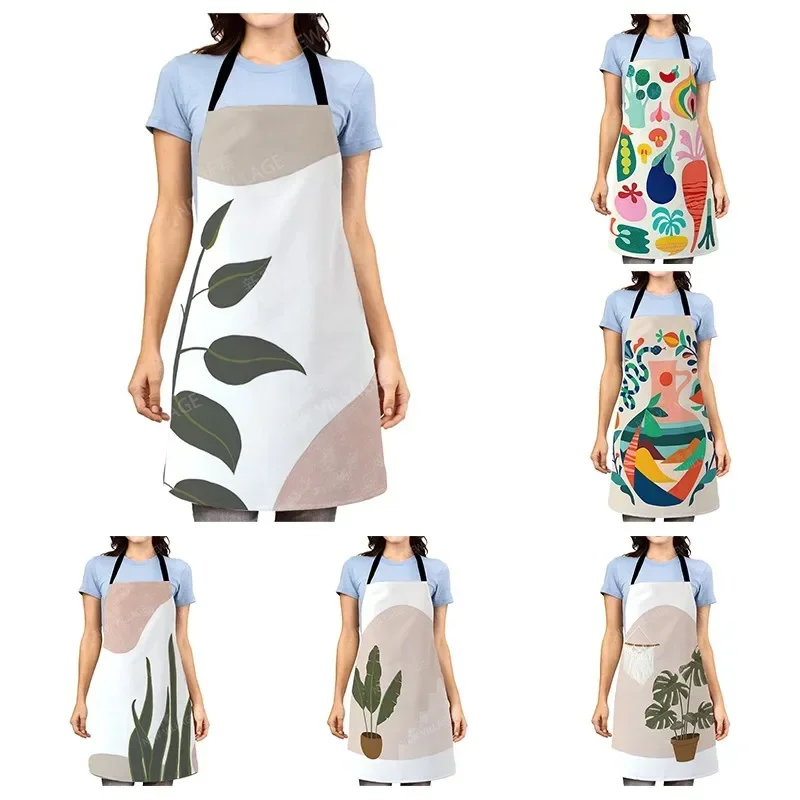 Aesthetic Women kitchen apron kids original Children Waterproof girl  princess waiter work apron oil proof nordic boho plant