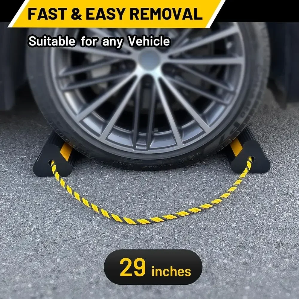 Wheel Chocks (2pair/4pack with Rope) for RV Trailer Camper Truck Car Aircraft, Versatile Heavy Duty Rubber Wheel Chocks Block wi view 5