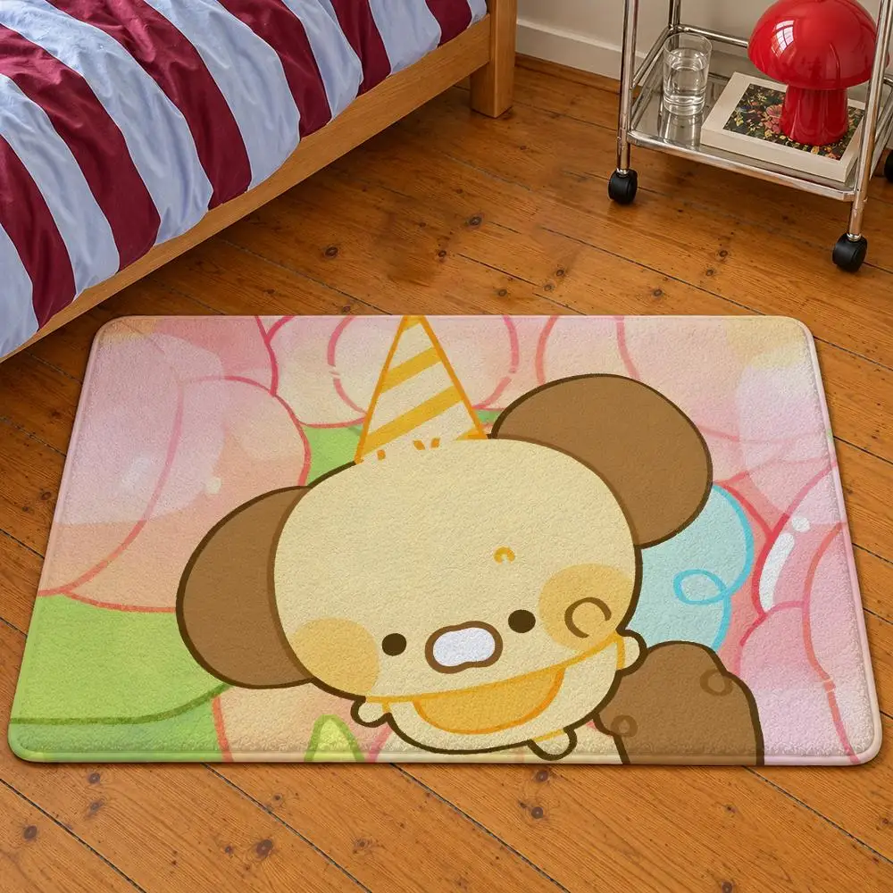 Floor Mat Soft Flannel Bee Entrance Doormat Ppipala Non-Slip Washable Rug Blue For Bedroom Bubbles Peach Kitchen Home Decor
