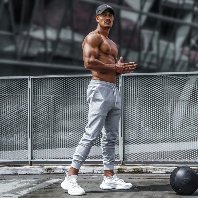 Men's Spring Autumn Casual Joggers Slim Fit Gym Running Sweatpants Elastic Cuffed Trousers Sports Workout Pants