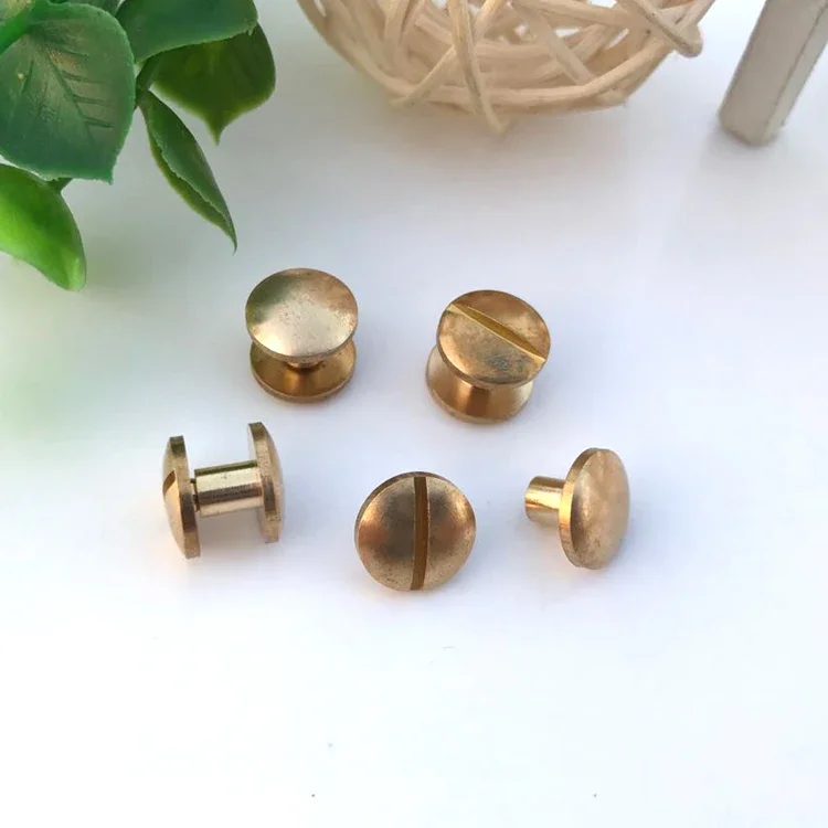 3pcs headle diameter 5mm-8mm slotted round head belt copper screws one word son and daughter bags screw 3mm-25mm pole height