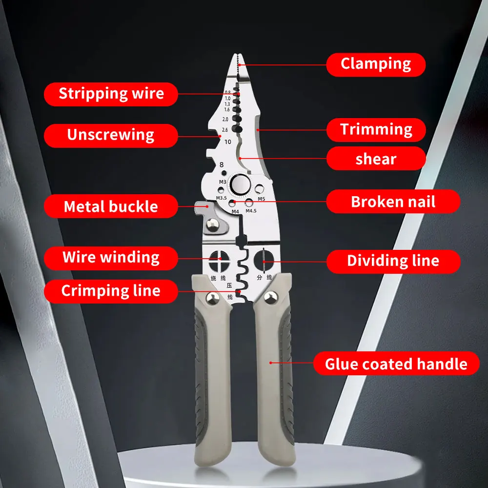 Crimper Cable Cutter Adjustable Automatic Wire Stripper Multifunctional Stripping Crimping Pliers Terminal Hand Tool