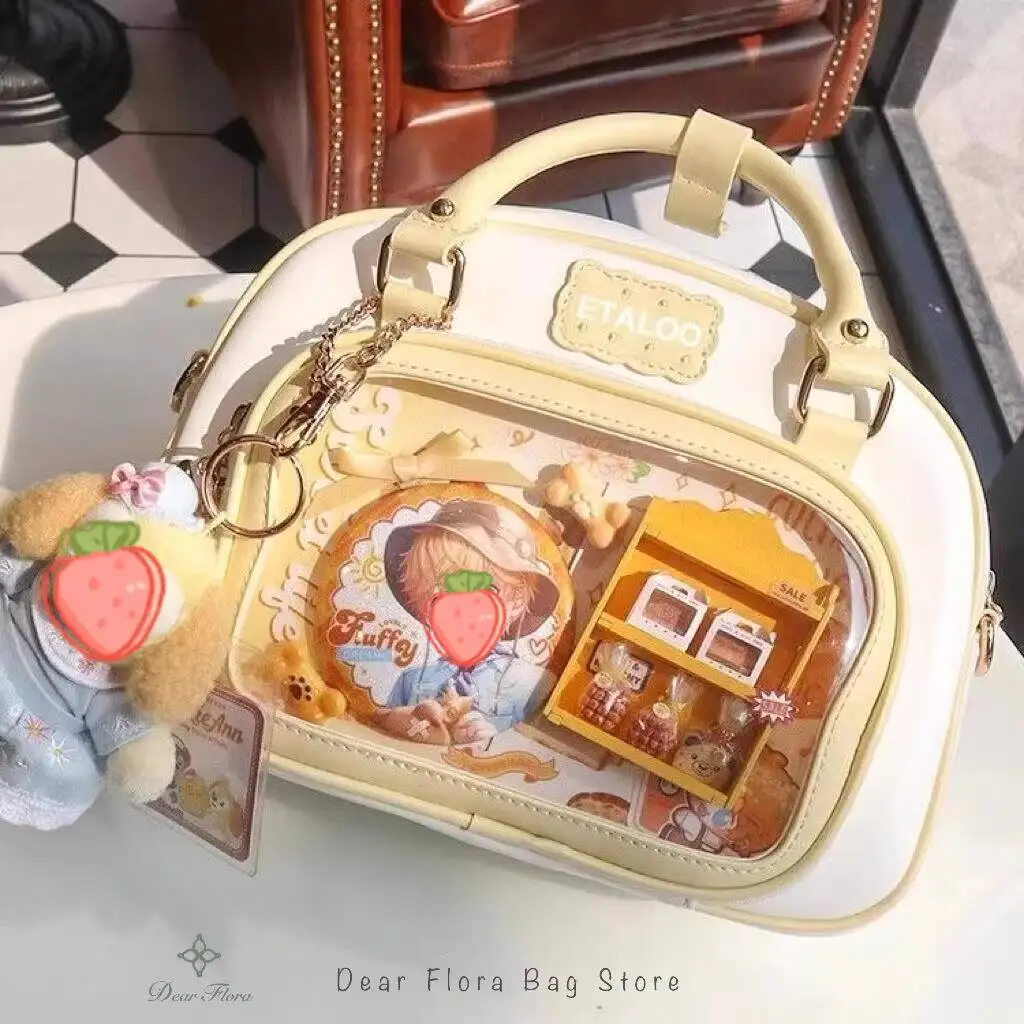 

Y2K New Cute Ita Backpack Comic Exhibition Shoulder Bag Lolita Girl Transparent Crossbody Bag Cosplay DIY Badge Display Handbags