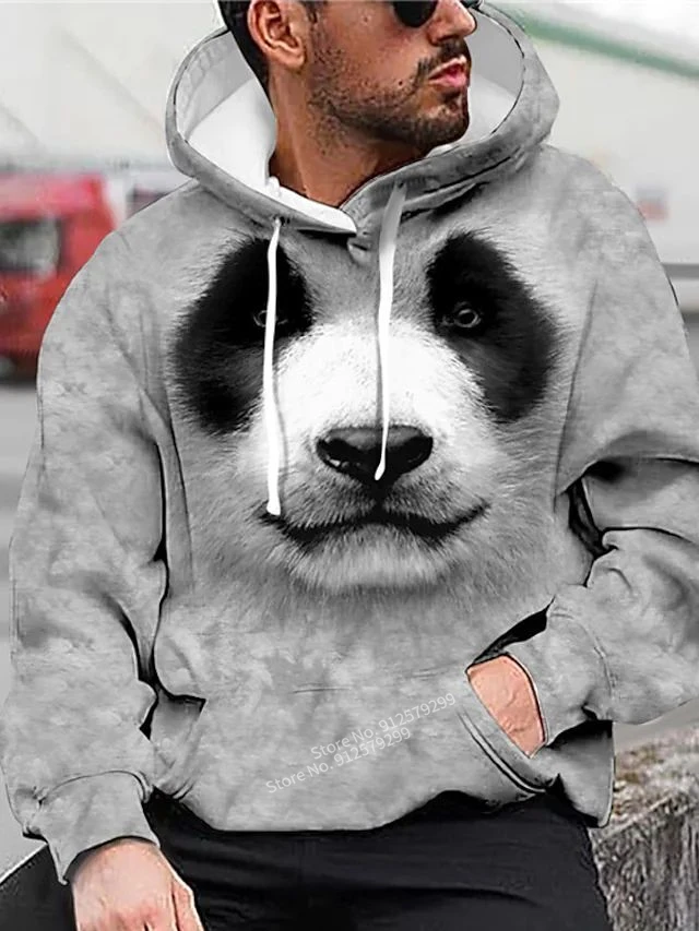 

New Fashion Panda Hoodie Funny Hooded Sweatshir Men's and Women's Long Sleeve Animal Pullover Shirt