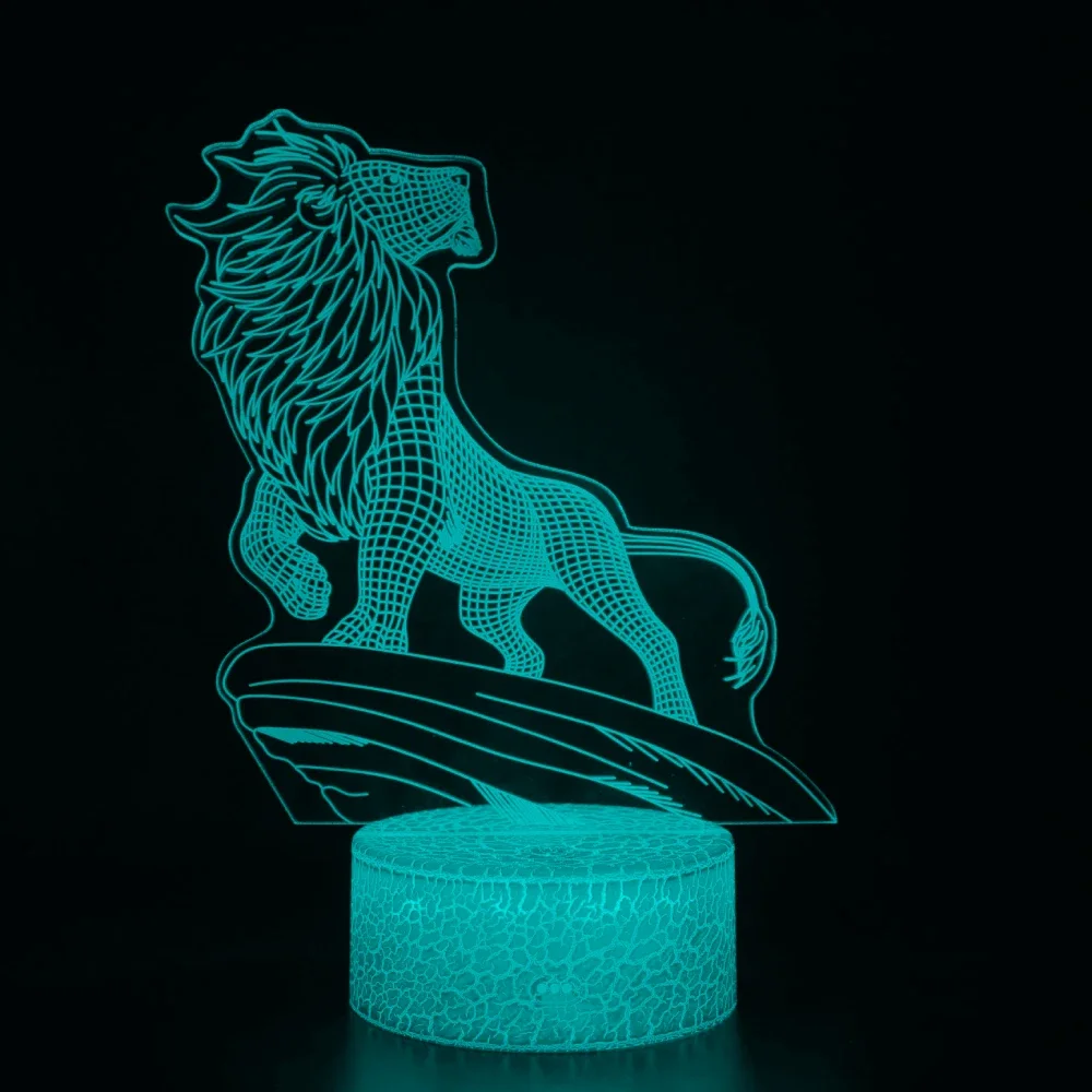 Lampka nocna Nighdn Lion 3D do pokoju dziecięcego 7-kolorowa lampka nocna z dotykiem USB Świąteczny prezent urodzinowy dla chłopców i dziewczynek