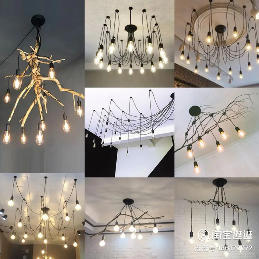 DIY Nordic  Art Spider E27  Pendant Lamp  Adjustable Retro Edison Loft Style Classic Deco Pendant Lights for Home Lighting