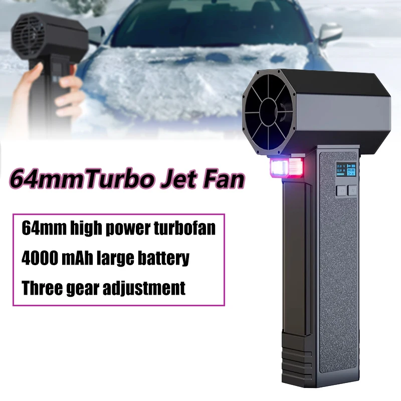 

Car Violent Air Blower Powerful Handheld Turbo Jet Fan With LED Lighting 64MM Brushless Motor High-Speed 4000mA 1200G Thrust