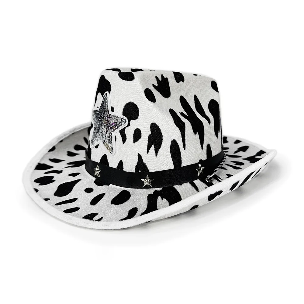 Punk Cowboy Hat Exotic Cowboy Hat Cow Print Hat Animal Print For Dance Country Concerts Halloween Party
