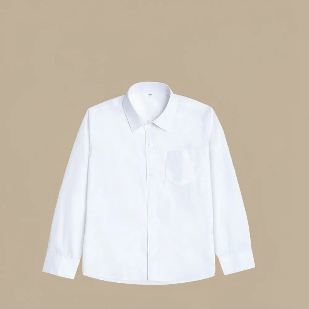 Boys Girls Summer White Shirt Short Sleeve School Uniform Kids Breathable Soft Blouses Students Formal Performance Apparel