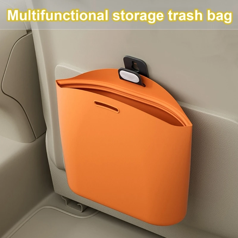 Silicone Garbage Trash Can Easy to Clean Vehicle Waste Holder Hanging Organizers