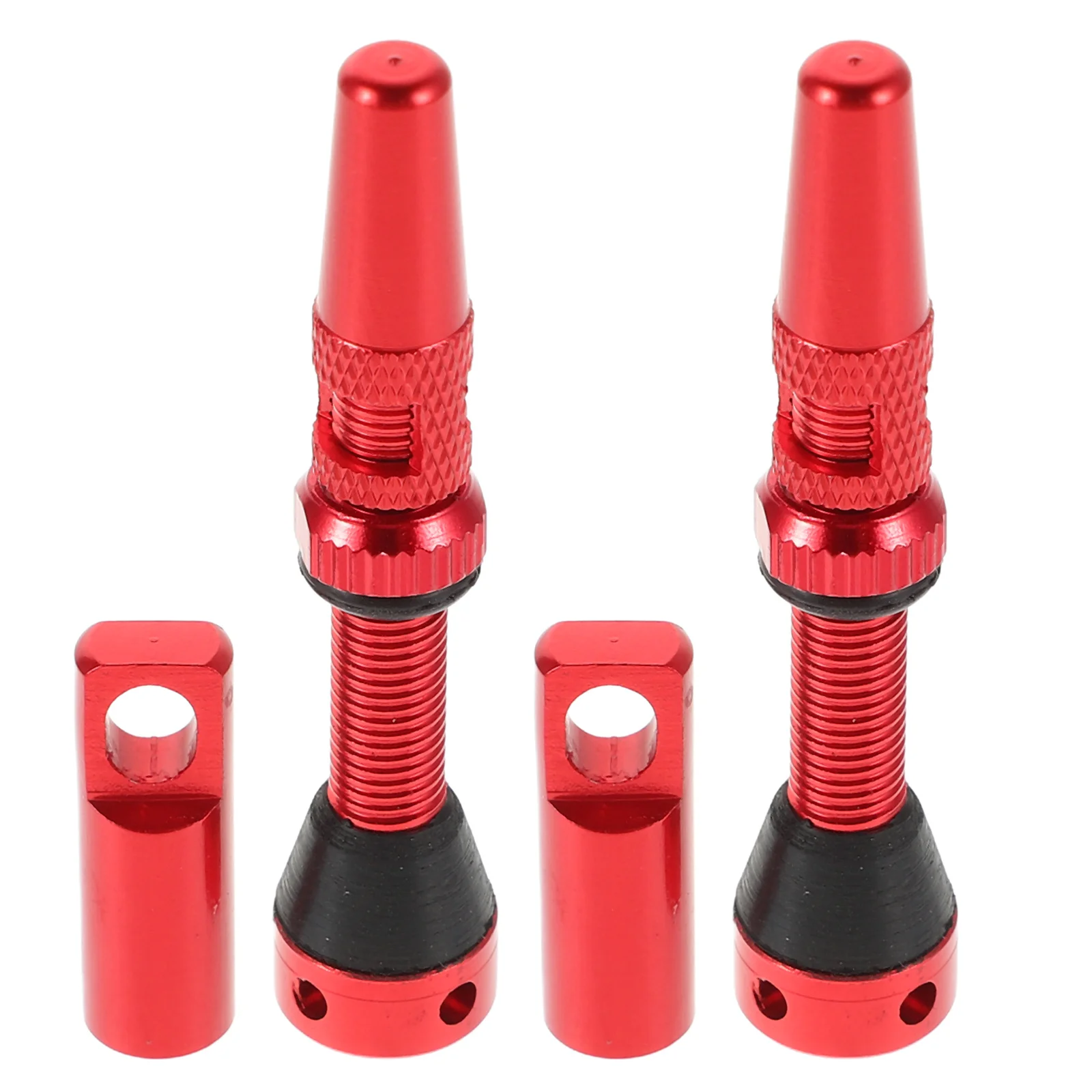 

2Pcs Red Bicycle Tubeless Valves Aluminum Alloy French Vacuum Valve Set Lightweight Durable Stable Air Tightness