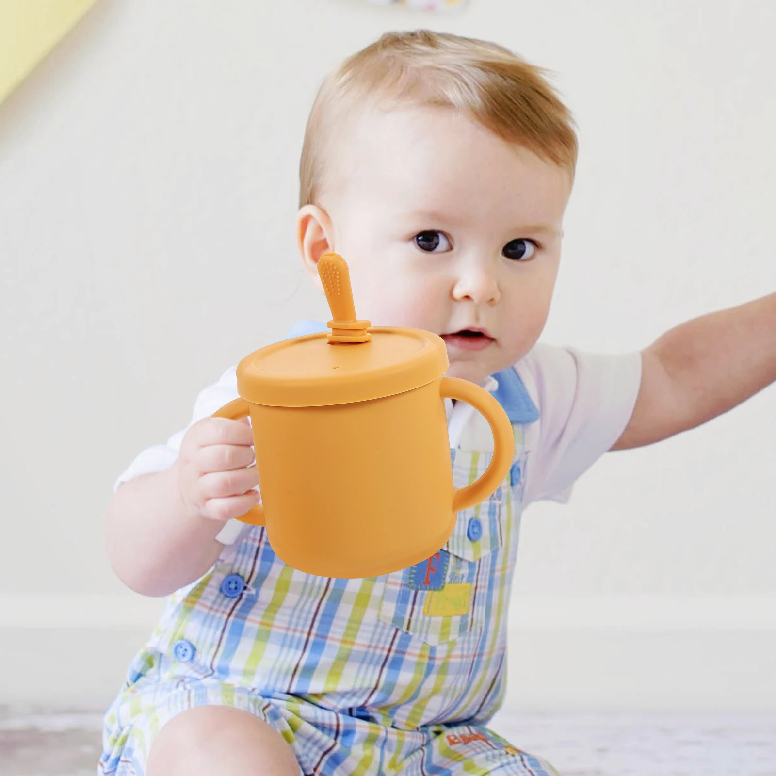 

Drop-proof Drinking Cup Infant Training Silicone Straw Silica Gel 's Cups