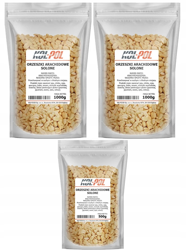 ORZECHY ZIEMNE SOLONE 2,5kg Arachidowe prażone orzeszki jakość Kol-Pol