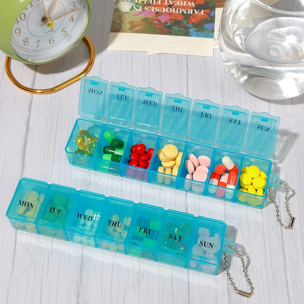 1Pc Weekly Pill Organizer,Large 7 Day Pill Box,Daily Vitamin Case Medicine Box,Pill Containers for Medicine Supplements Fish Oil