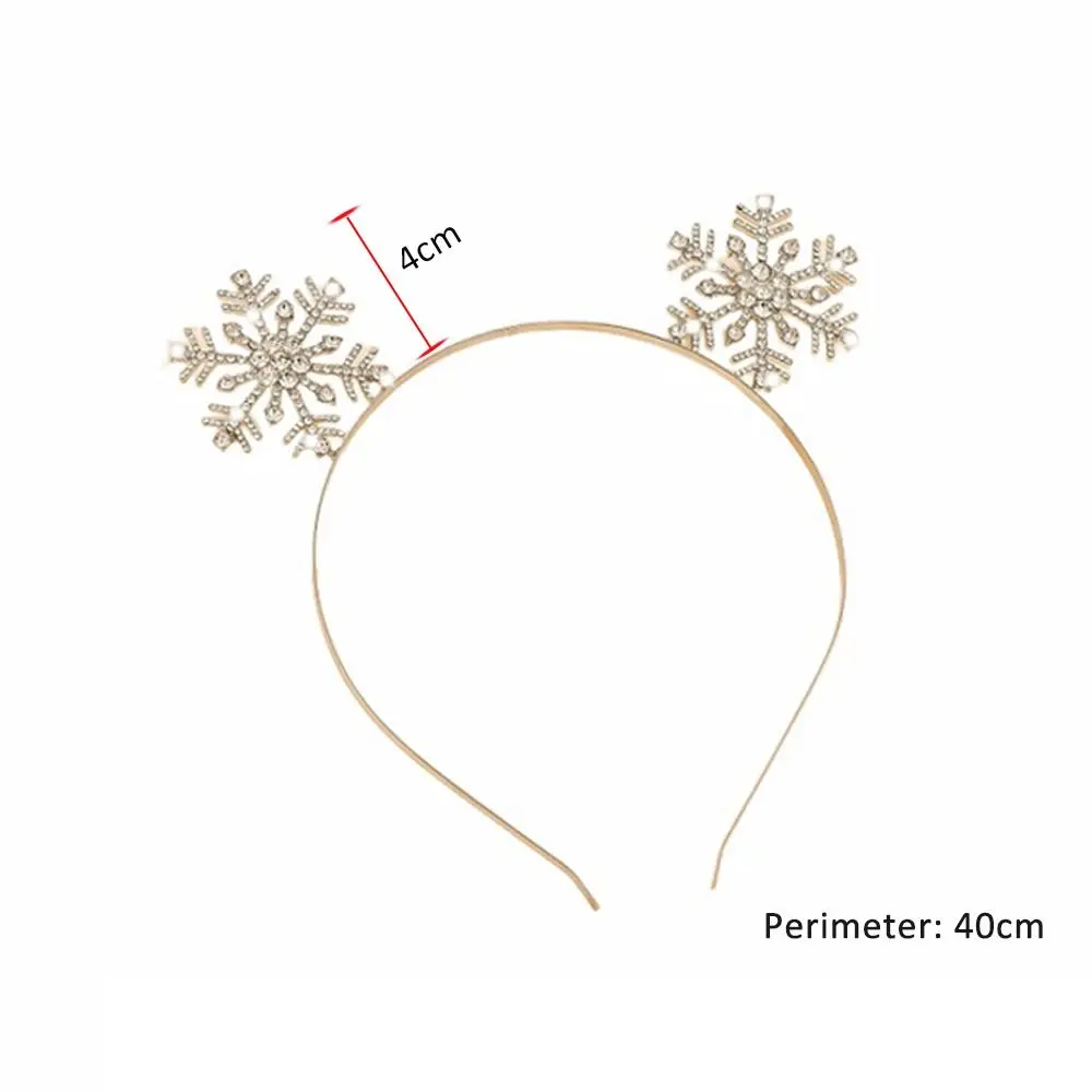 أزياء كريستال عيد الميلاد هيرباند حجر الراين الأيائل قرون رئيس هوب عيد ميلاد سعيد ندفة الثلج حلية شعر النساء #6