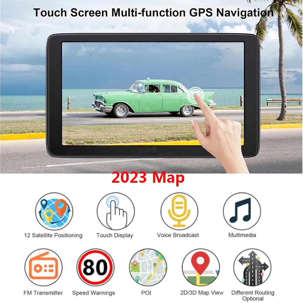 7 Inch GPS Navigation for Car Truck HGV Accessories Tools HD Navigator 2023 Free Update Europe North America Map 8GB FM Music