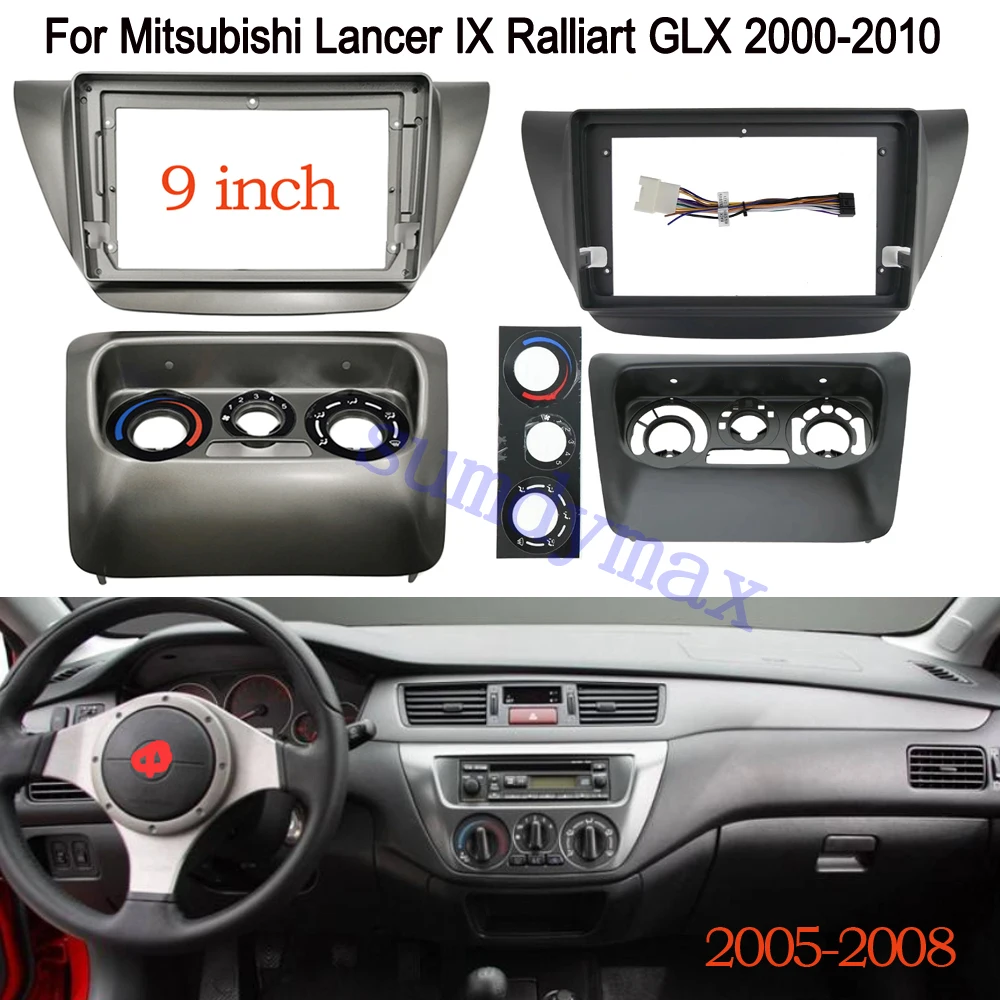 9 inch Car Radio Fascia Fit Mitsubishi Lancer IX 2000 2006 - 2010 Video Panel Player Audio Dash 2 Din Fascia Dashboard Mount