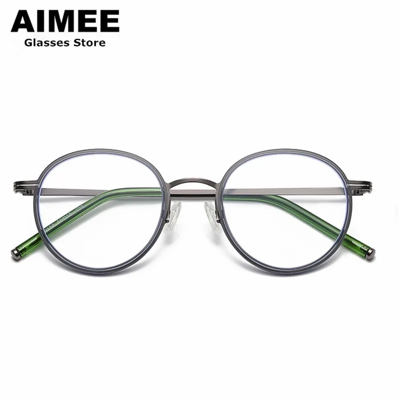 Korean Fashion Eyeglasses Retro Round Titanium Ultralight Glasses Frame Men Women Optical Prescription Eyewear Blue Light GAFAS