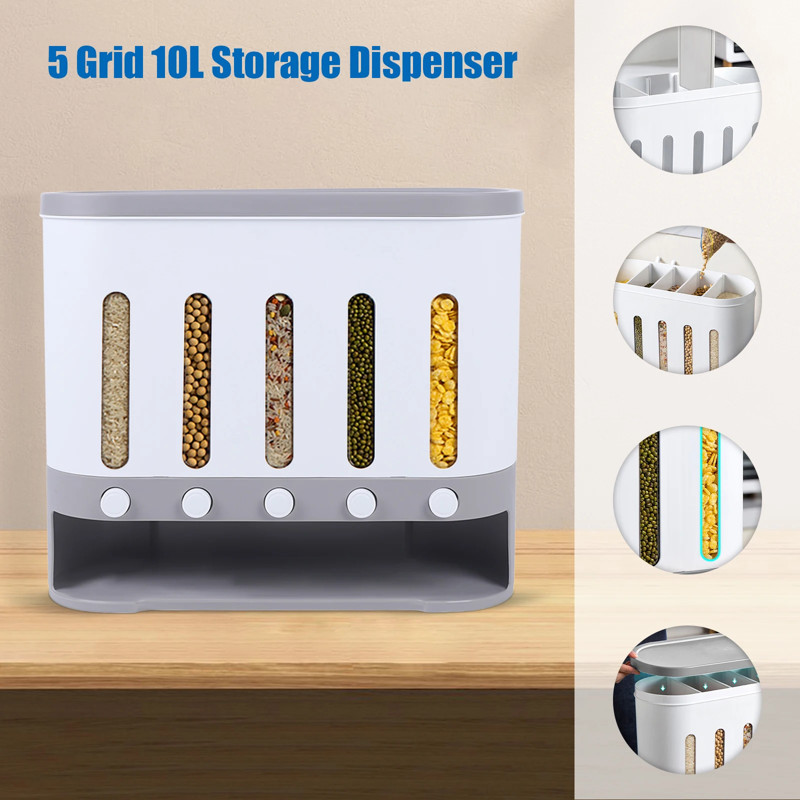 

Rice storage Container Separate Bucket Cereal Rice Dispenser Moisture Plastic Automatic Racks Sealed Food Storage Box