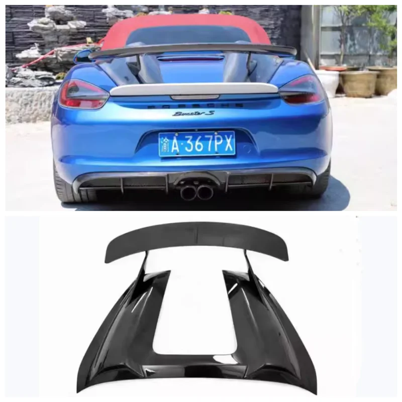 For Porsche 981 987 718 Boxster 2016-2022 Real Carbon Fiber Car Rear Trunk Lip Splitter Spoiler Wing