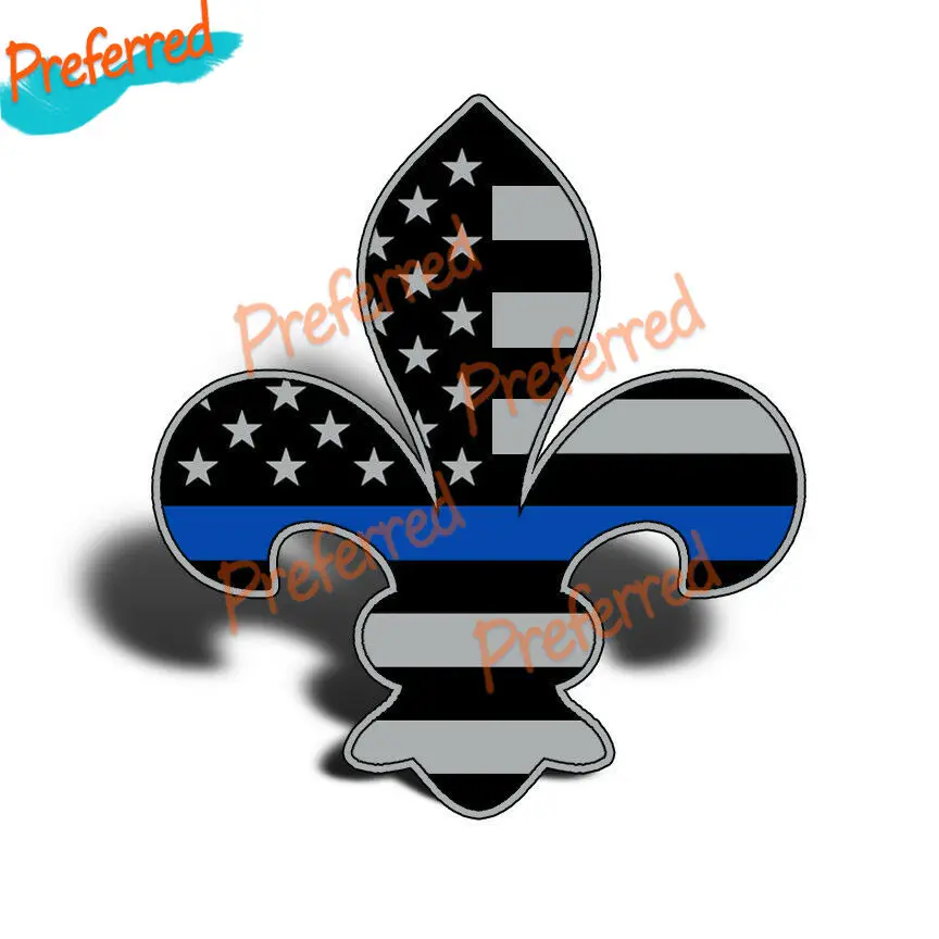 Fleur De Lis BLUE LINE American Flag Sticker Louisiana State Police Cup Car Window Laptop Car Sticker Decal Decoration KK