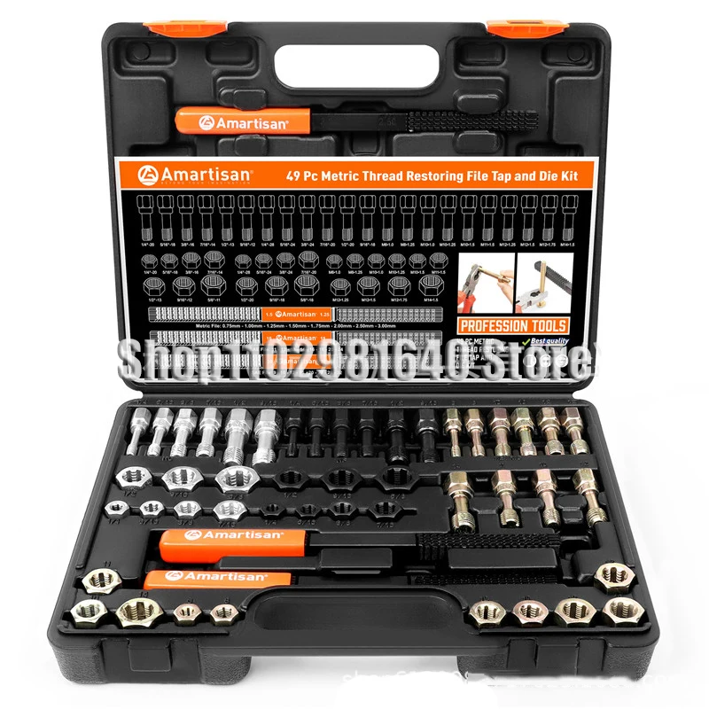 49 Piece Set Of Metric And Imperial Thread Repair Kit For Automotive Cylinder Heads, Engine Blocks, And Bolt Holes