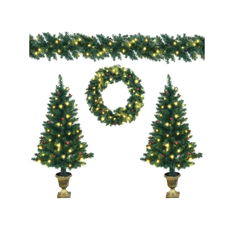 

Набор рождественского декора из 4 предметов с гирляндой и входными деревьями