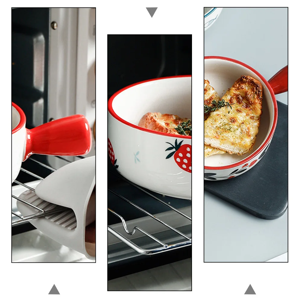 

Ceramic Soup Bowls Salad Bowl with Handle Microwave Oven Cutlery Stylish Creative Round Surface Housewarming Wedding Birthday