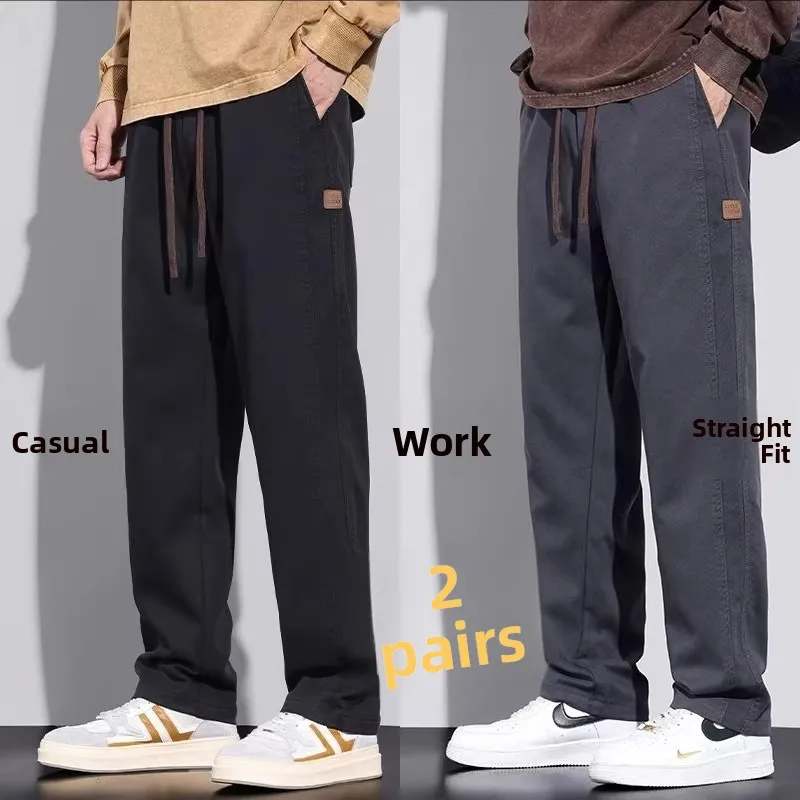 

Мужские повседневные брюки свободного кроя, прямые, рабочие, весна-осень, новые, широкие, длинные, повседневные