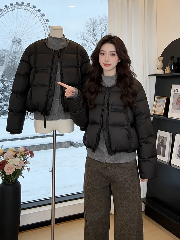 

Thiened round Ne Cotton Jaet Women's Winter Faion Loose Sle Premium Feeling Small ence Favorite Coat