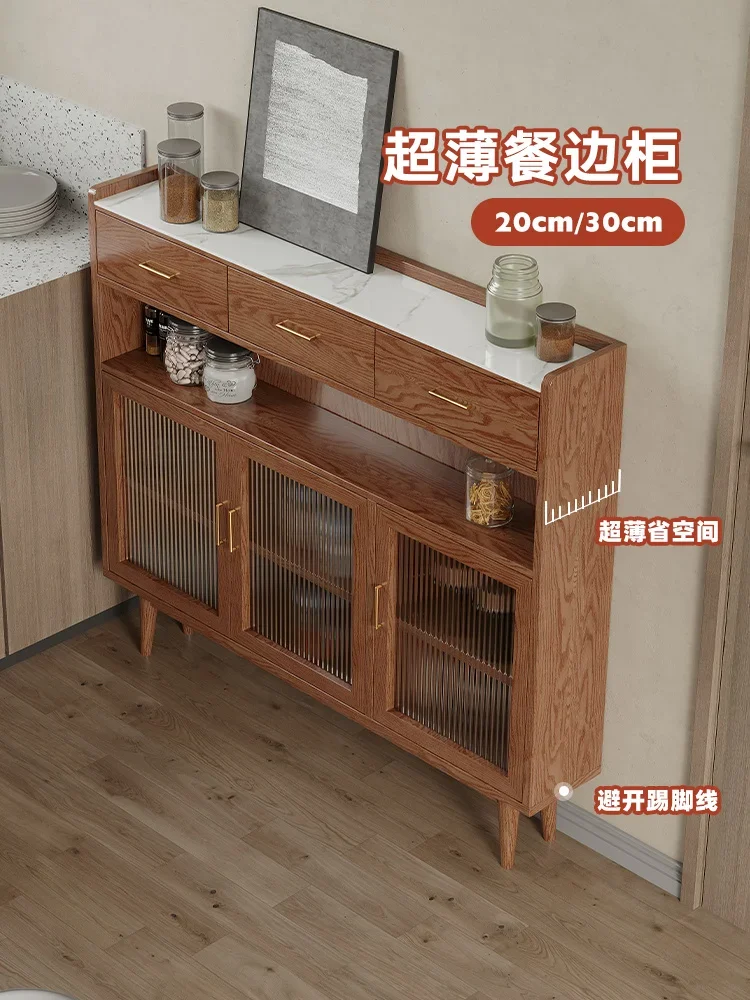 

Stone Plate Ultra-Thin 30cm Narrow Sideboard Cabinet 20cm Kitchen Solid Wood Locker