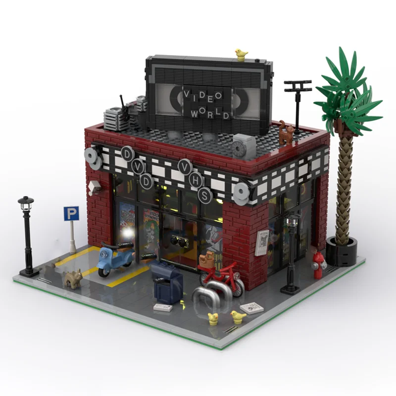 Moc Bausteine Video Shop Modell Ziegel DIY Montage Verwandlung Urlaub Modulare Stadt Gebäude Modell Set Spielzeug Geschenke