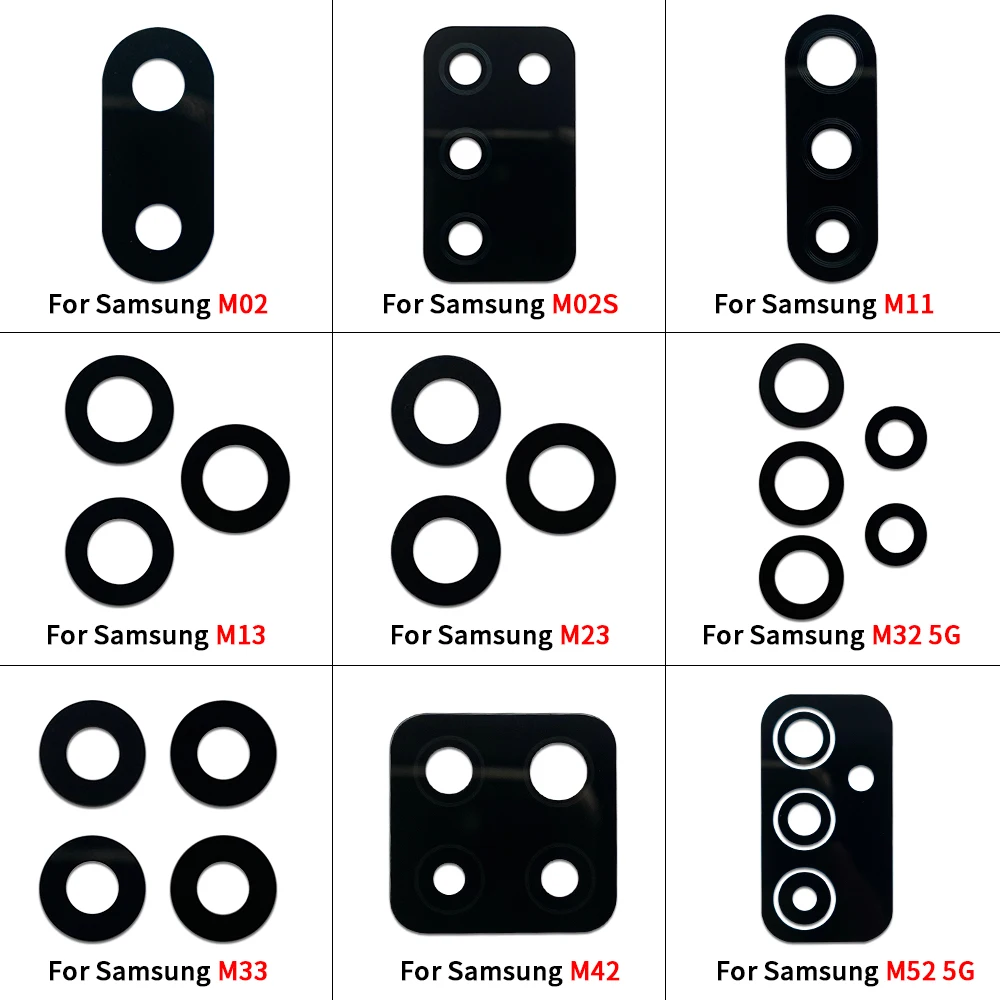 10 Pcs Rear Back Camera Glass Lens For Samsung M02 M02S M11 M13 M23 M33 M42 M52 M32 5G With Ahesive Sticker Replacement Parts