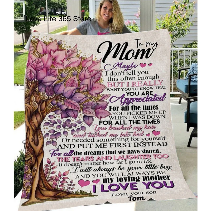 I Love You Mom Throw Blanket Gifts For Mom Birthday Gifts For Women-Mom Gifts From Daughter Or Son For Birthday Mothers Day