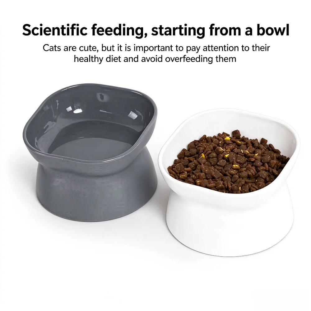 Elevated Cat Dog Food Bowl Anti Vomiting Whisker Stress Free Dual Purpose Pet Feeding Bowl Plastic Raised Stand