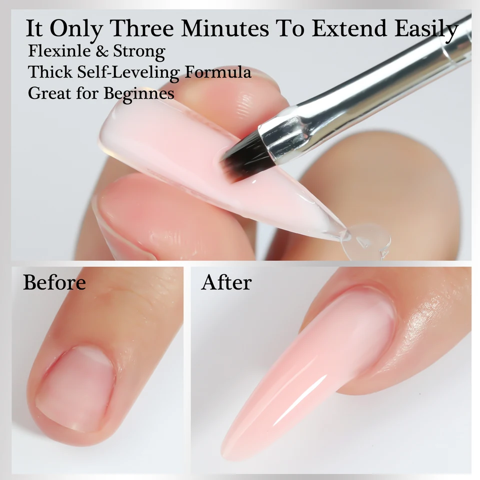 Gel constructor rápido de 15/30 g, blanco, nude, rosa, transparente, gel de extensión de arte de uñas, acrílico multifuncional, se remoja con UV LED para salón 5