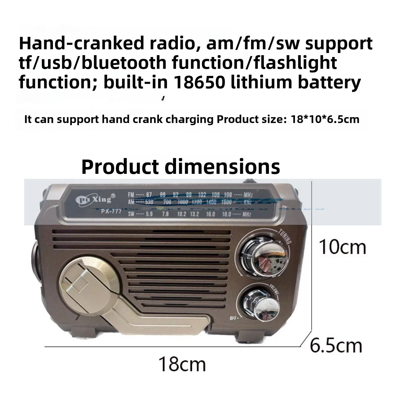 Radio high volume the elderly semiconductor multi-band bluetooth card MP3 player hand crank