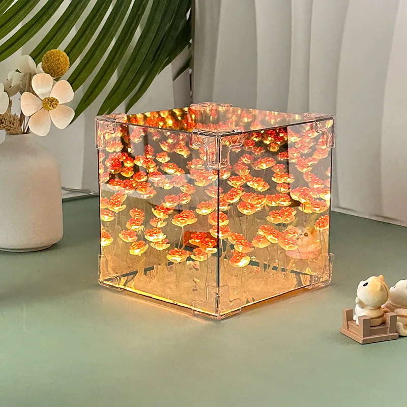 Romantic Rose Flower Box Handmade Led Tulip Night Light DIY Material Package Bed Desktop Ornament Mirror Box Living Room Decor