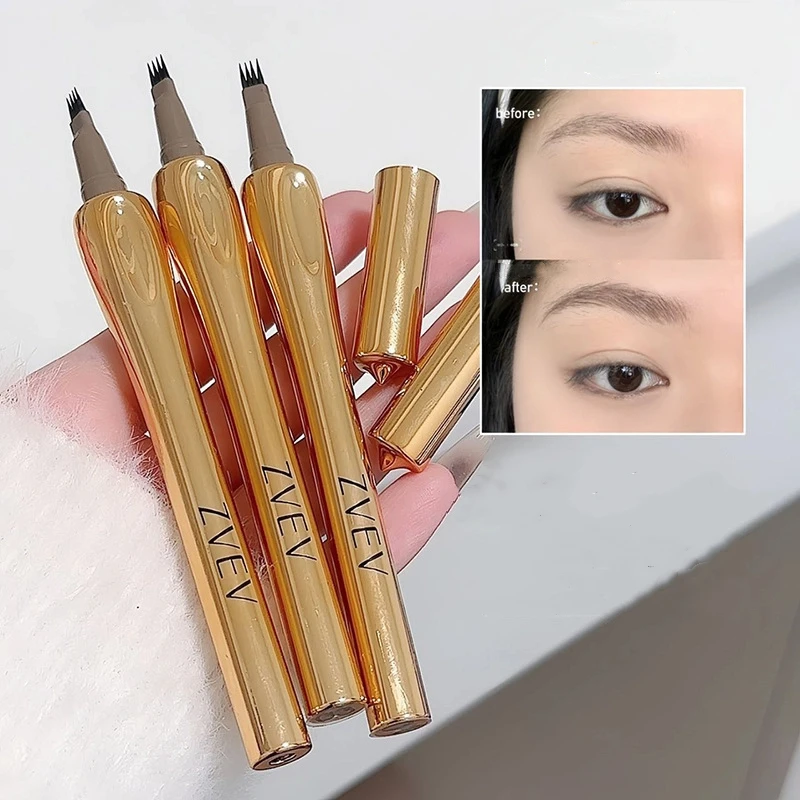 4-Punkt-Microblading-Augenbrauenstift, wasserdichter Augenbrauen-Tattoo-Pinsel, langlebiger Augenbrauenstift, Make-up, einfach anzubringender Augenbrauenstift