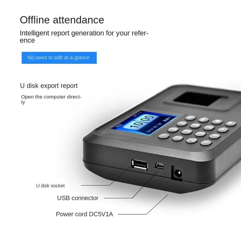 A41Z-آلة الحضور ببصمة الإصبع نظام الحضور البيومترية 1000 سعة بصمة دعم برنامج تشغيل USB تحميل الولايات المتحدة التوصيل