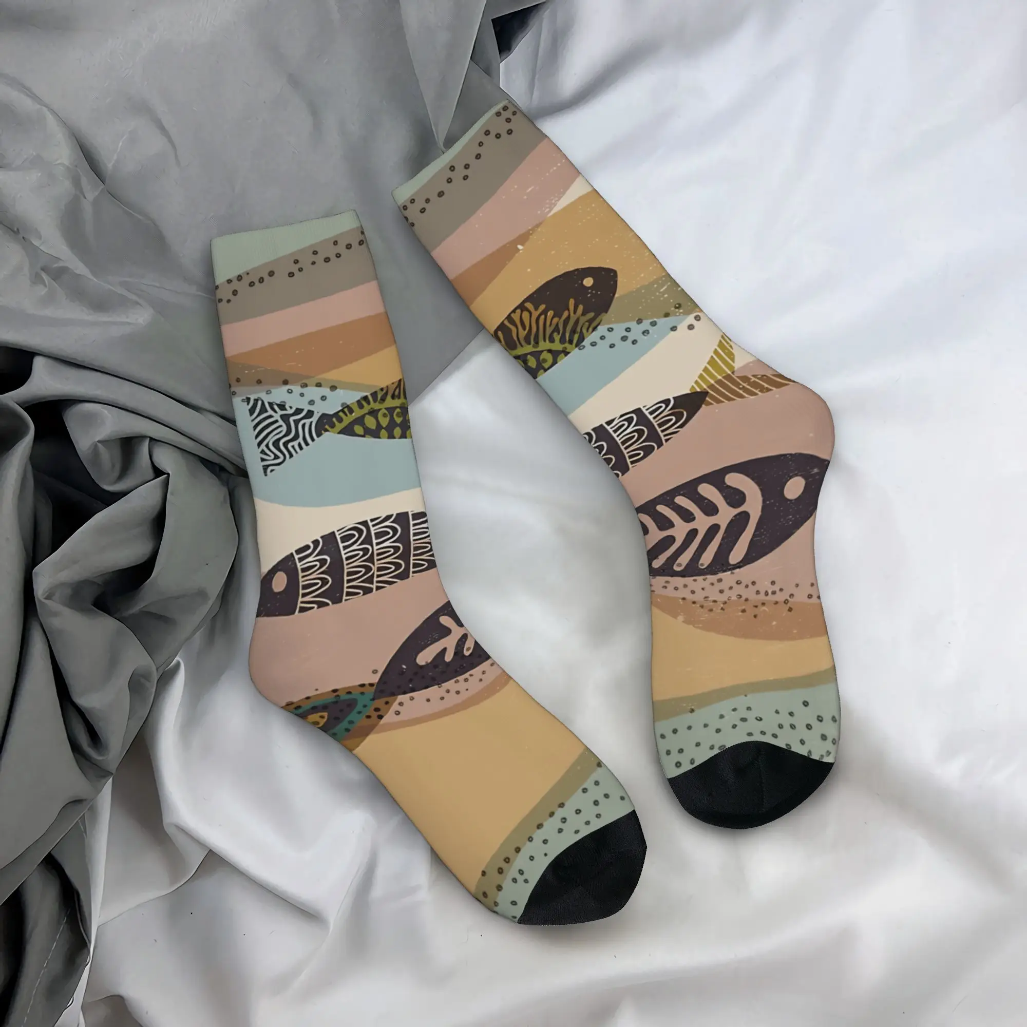 

Men's Socks Retro Sardines Stockings Anti Skid Soft Breathable Socks Autumn Funny Design Running Socks