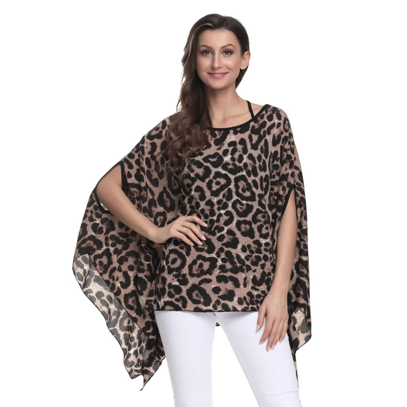 

Women's Chiffon Bat Shirt Plus Fat Oversized Chiffon Top Fashionable Loose Three-quarter Sleeves