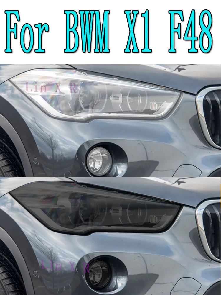 

2 Pcs For BMW X1 F48 2015-On Car Headlight Tint Smoke Black Protective Film Vinyl Protection Transparent TPU Sticker Accessories